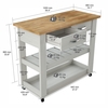 Inval Kitchen Cart in Washed Oak with Teak top 46.8 in. W x 33.8 in. H x 19.7 in. W CR-2007
